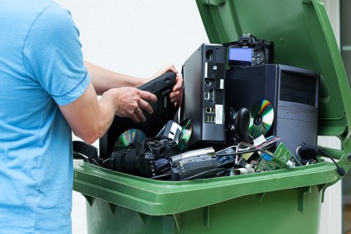 Professional recycling service team at work